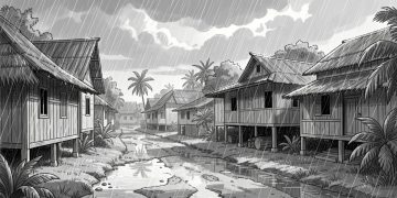 Indonesia yang sedang diguyur hujan