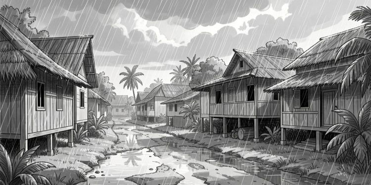 Indonesia yang sedang diguyur hujan